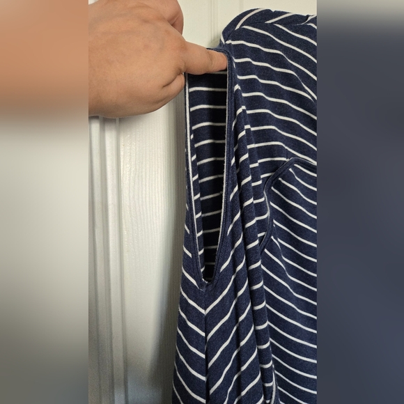 Max Studio London Womens Top Striped Bubble Hem Shirt Blue White M - Picture 6 of 8